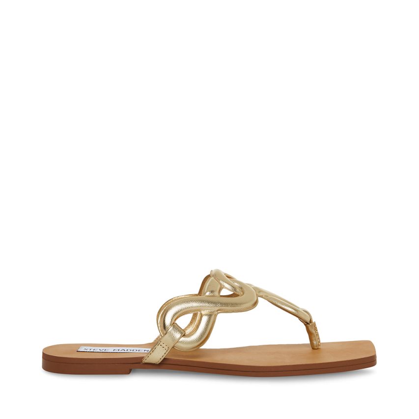 Gold Steve Madden Terri Women\'s Flip Flops | PH 0796NUH